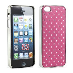 iPhone 5 5S Star Diamond Chrome Case (Hot Pink)